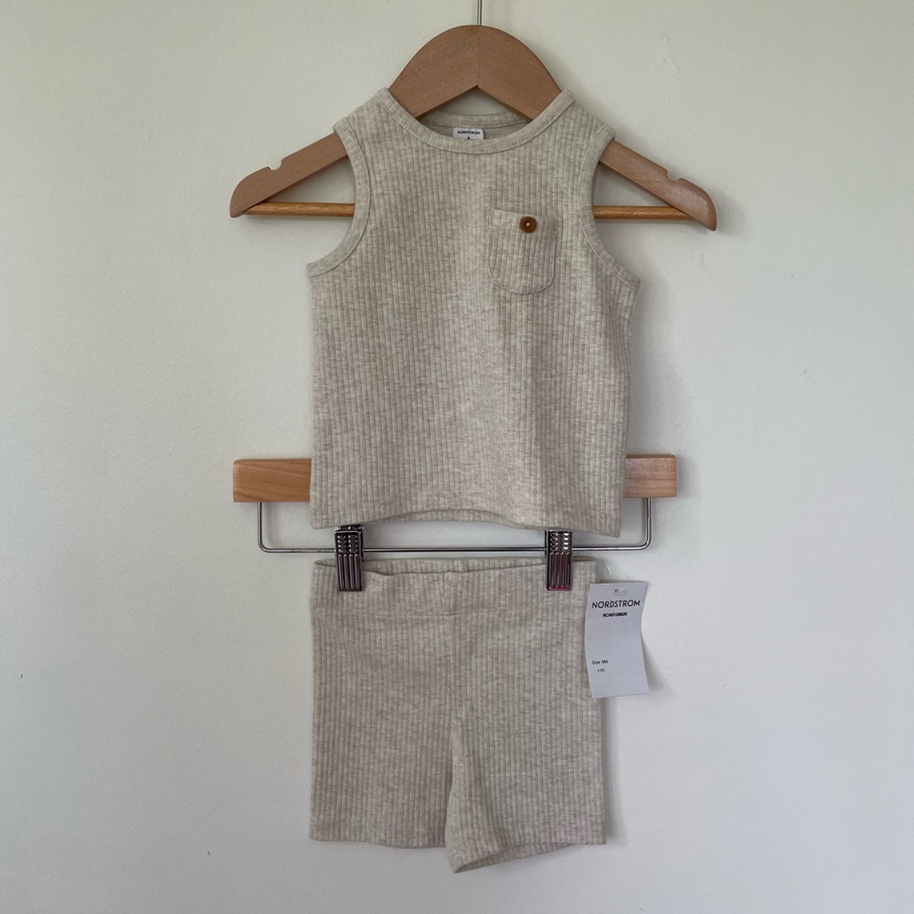 Nordstrom Ribbed Knit Tank & Shorts Set - Cream